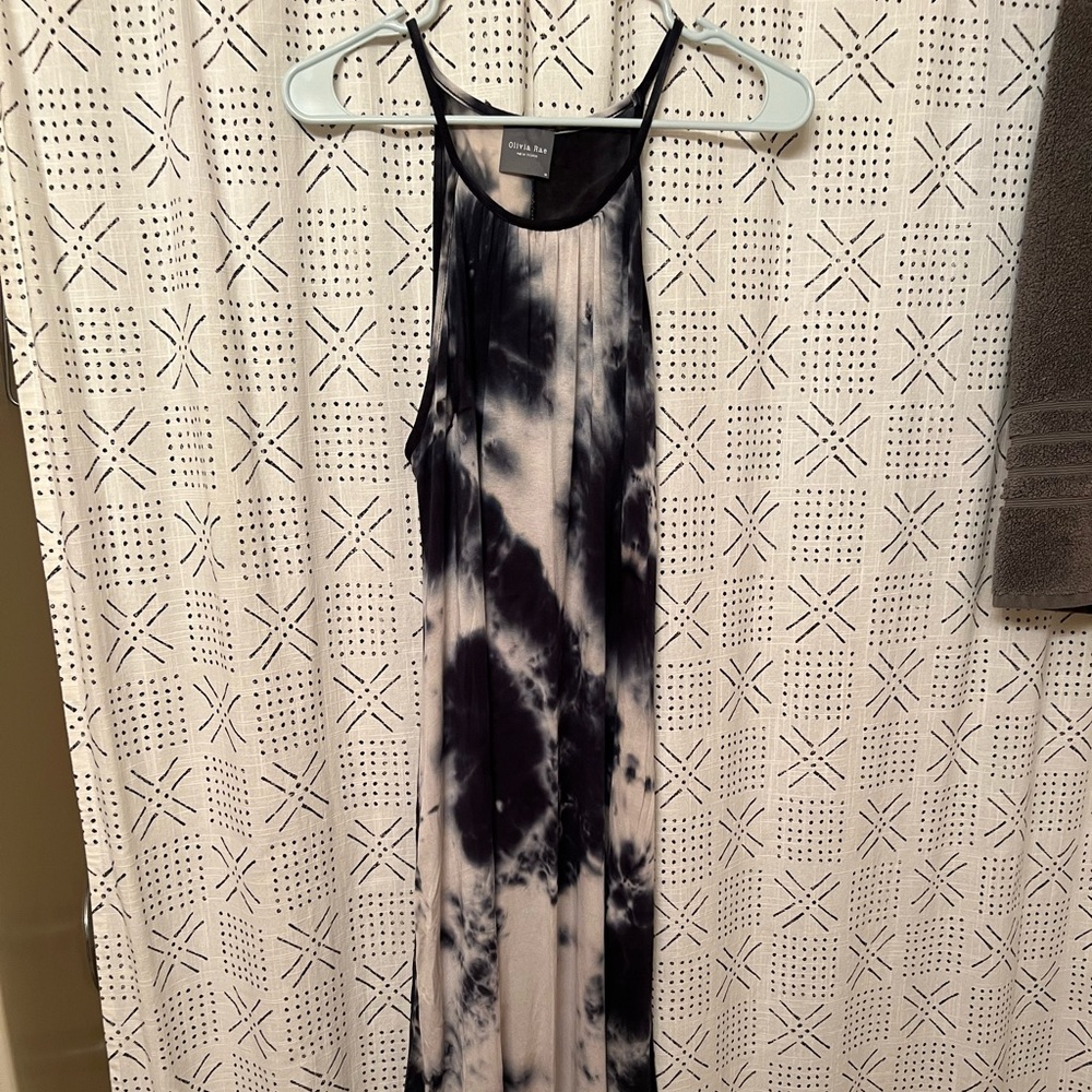 Blue and white maxi dress